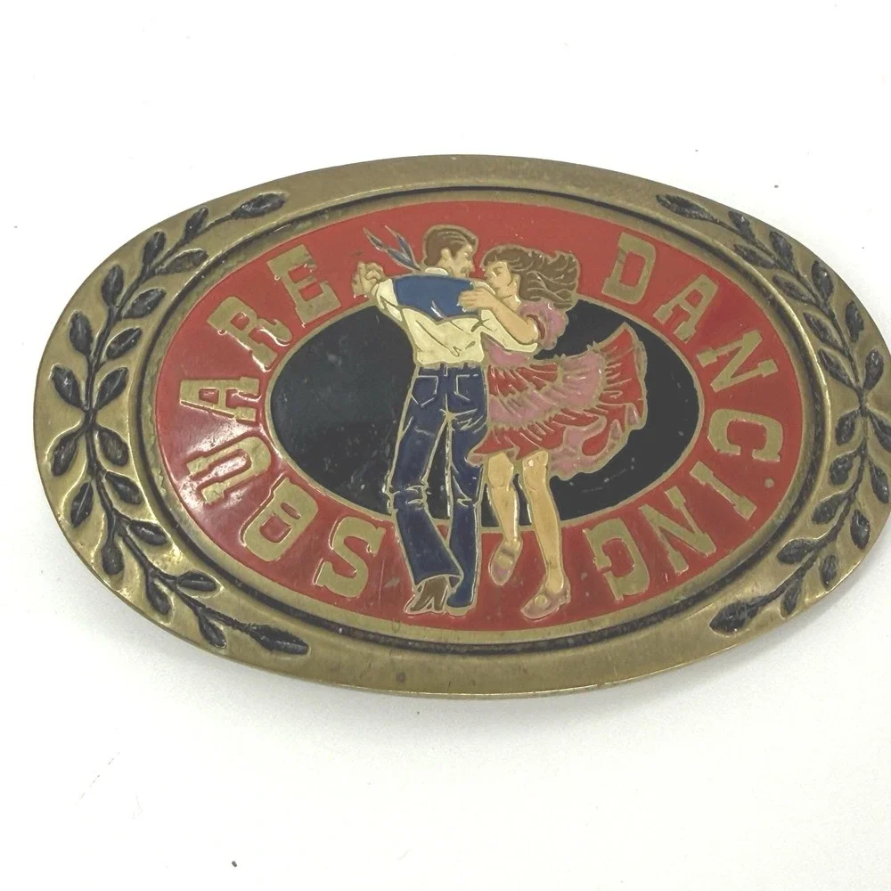 Heritage Buckles Belt Buckle Unisex Brass Square Dancing‎ Enameled Vintage Style